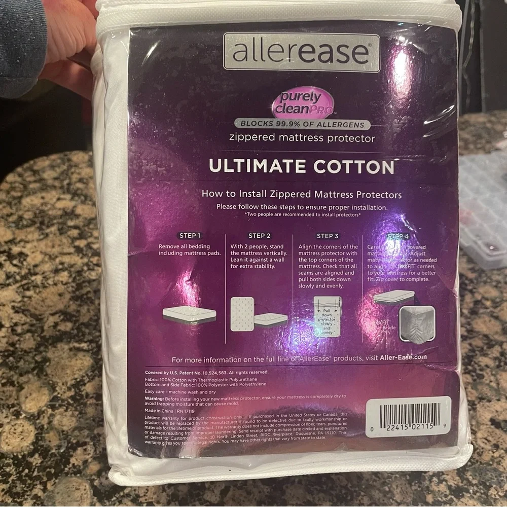 NWT AllerEase Waterproof Mattress Protector King Max Allergy Mattress Protector